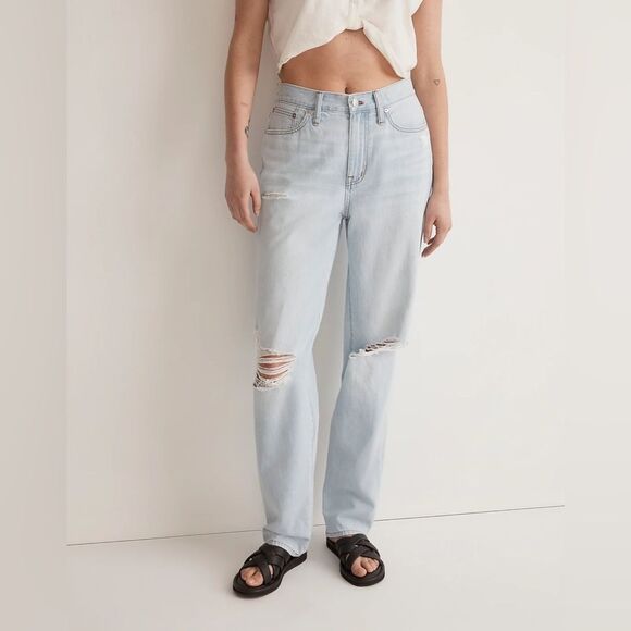 Madewell NWT The Slouchy Boyjean Size 31 in Wrightlane Wash | Ripped Edition - Picture 1 of 11